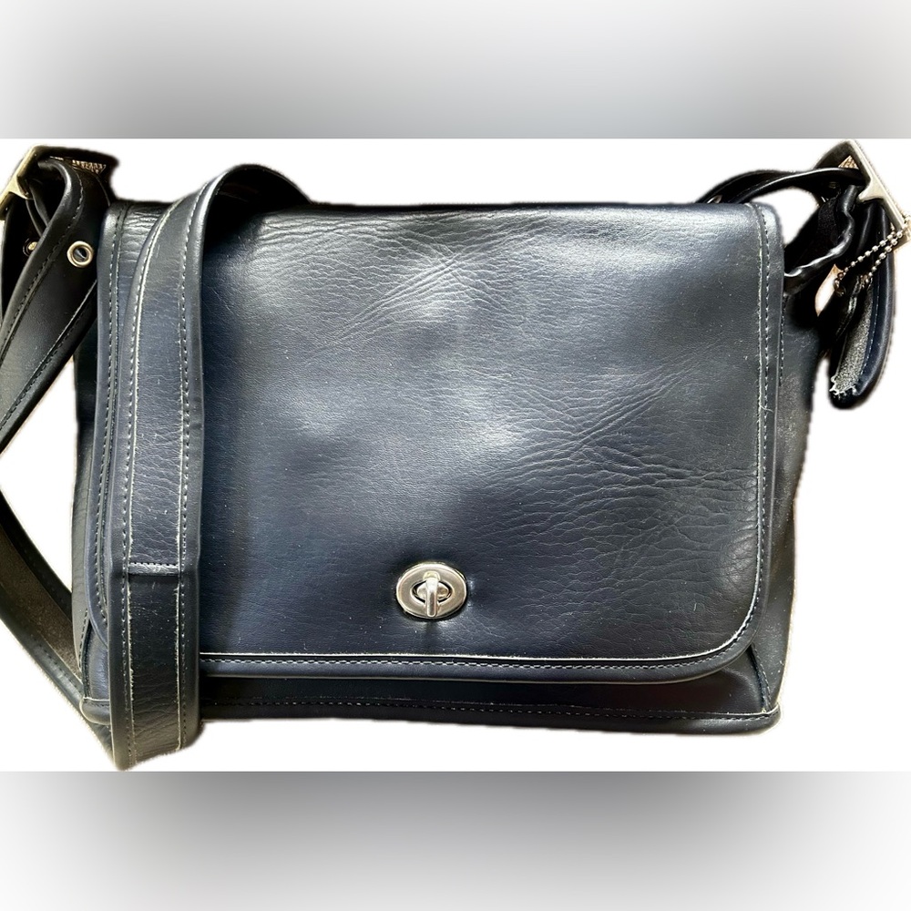 Vintage Coach navy blue, Leather Messenger Bag